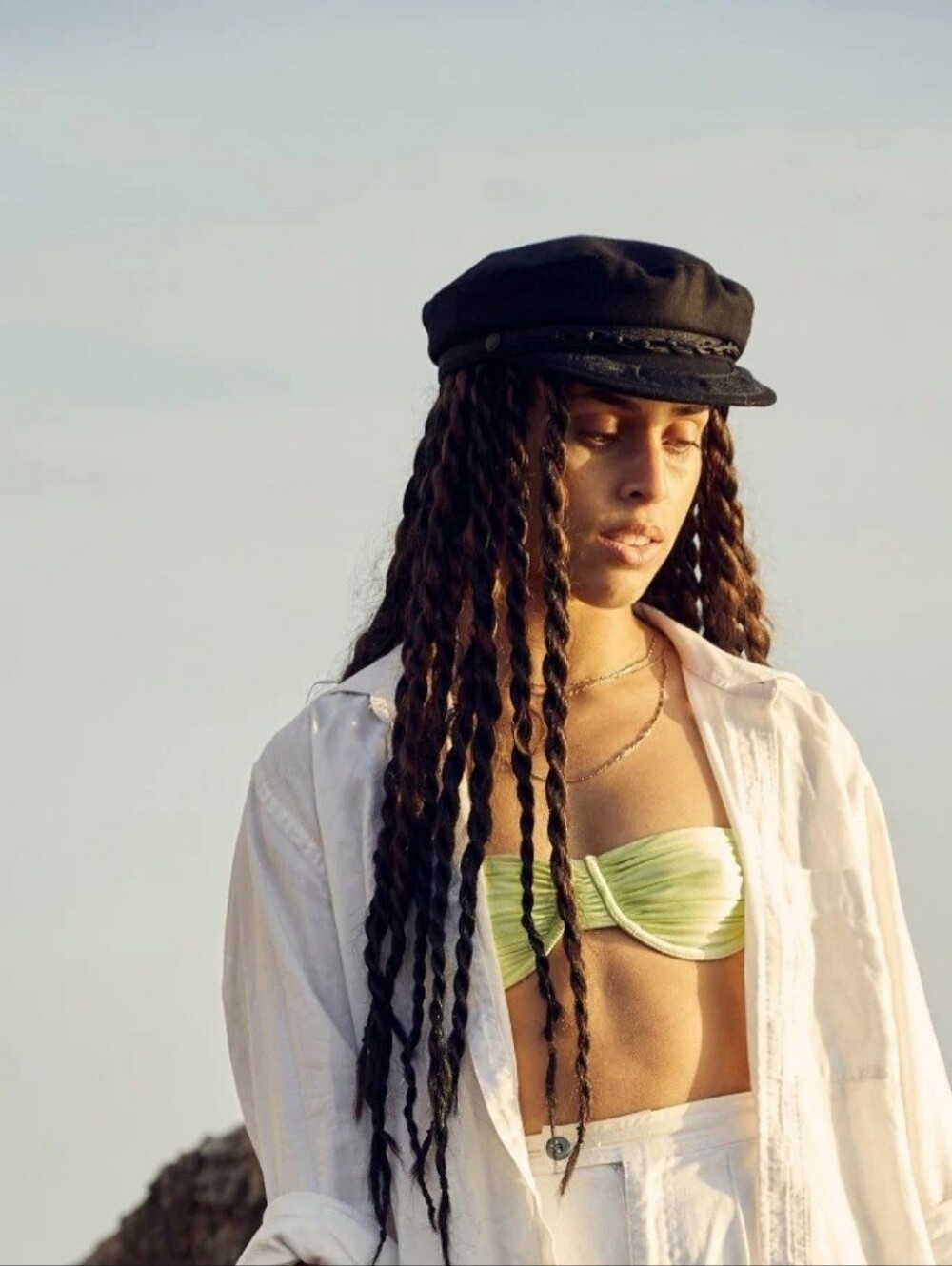 Black Leather Greek Fisherman Cap